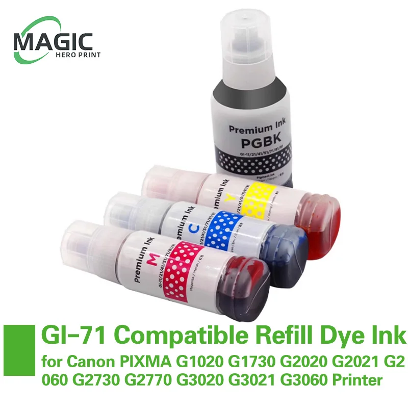 GI71 GI-71 Compatible Refill Dye Ink for Canon PIXMA G1020 G1730 G2020 G2021 G2060 G2730 G2770 G3020 G3021 G3060 inkjet Printer