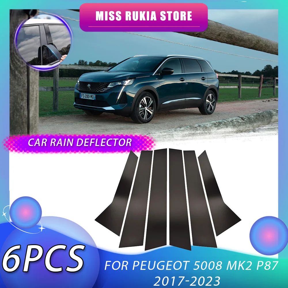 

Накладка на окно автомобиля для Peugeot 5008 MK2 P87 2017 2018 2019 2020 2021 2022 2023, черная накладка на стойку, стикеры, аксессуары