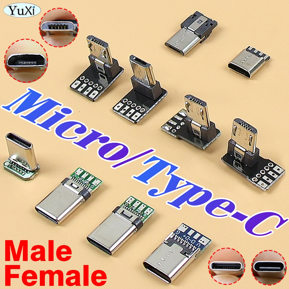 3Pcs Type-C Micro Plug DIY Elbow 90 Degree For Android Data Power Supply Welding Plug Socket 4Pin Super Flat Flexible Cable