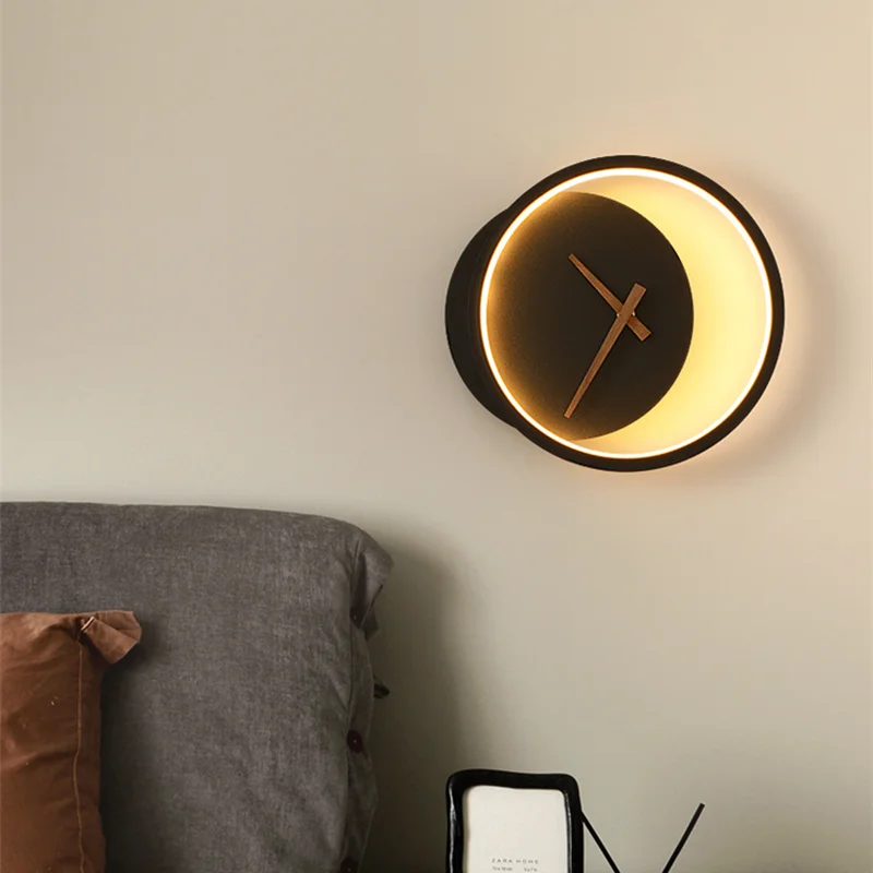 

Modern LED Wall Lamp Clock Wall Sconce for Bedroom Living Dining Room Aisle Porch Indoor Wall Decor Lighting Fixture Luster