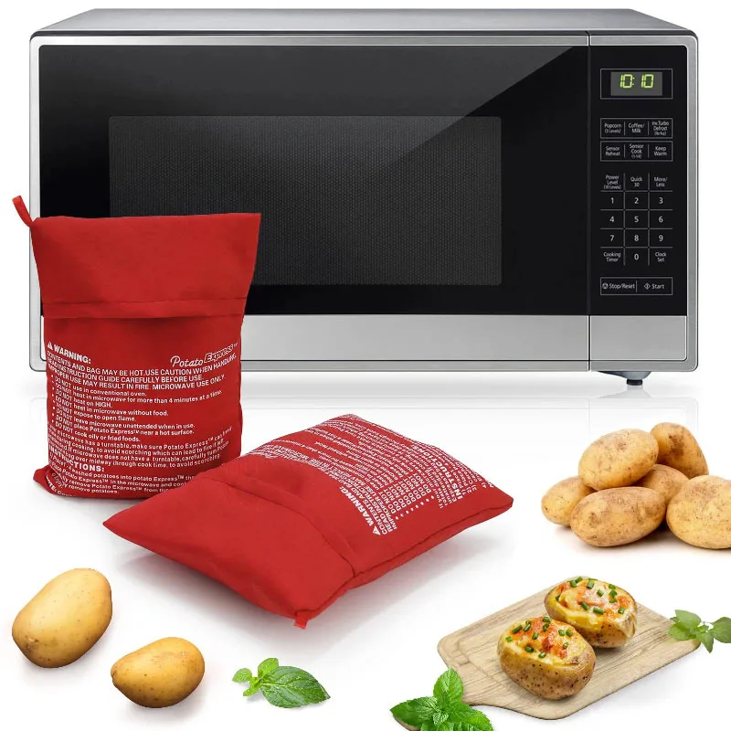 Saco de Cozimento para Micro-ondas para Batatas e Arroz, Reutilizável, Cozimento Rápido (Cozinha 4 Batatas ao Mesmo Tempo), Saco de Cozimento em Tecido Lavável