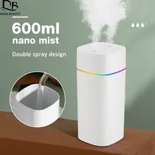 Humidificador de aire con doble puerto de pulverización, difusor de aceite esencial de aromaterapia, atomizador silencioso, luces de colores para el hogar, la Oficina y el