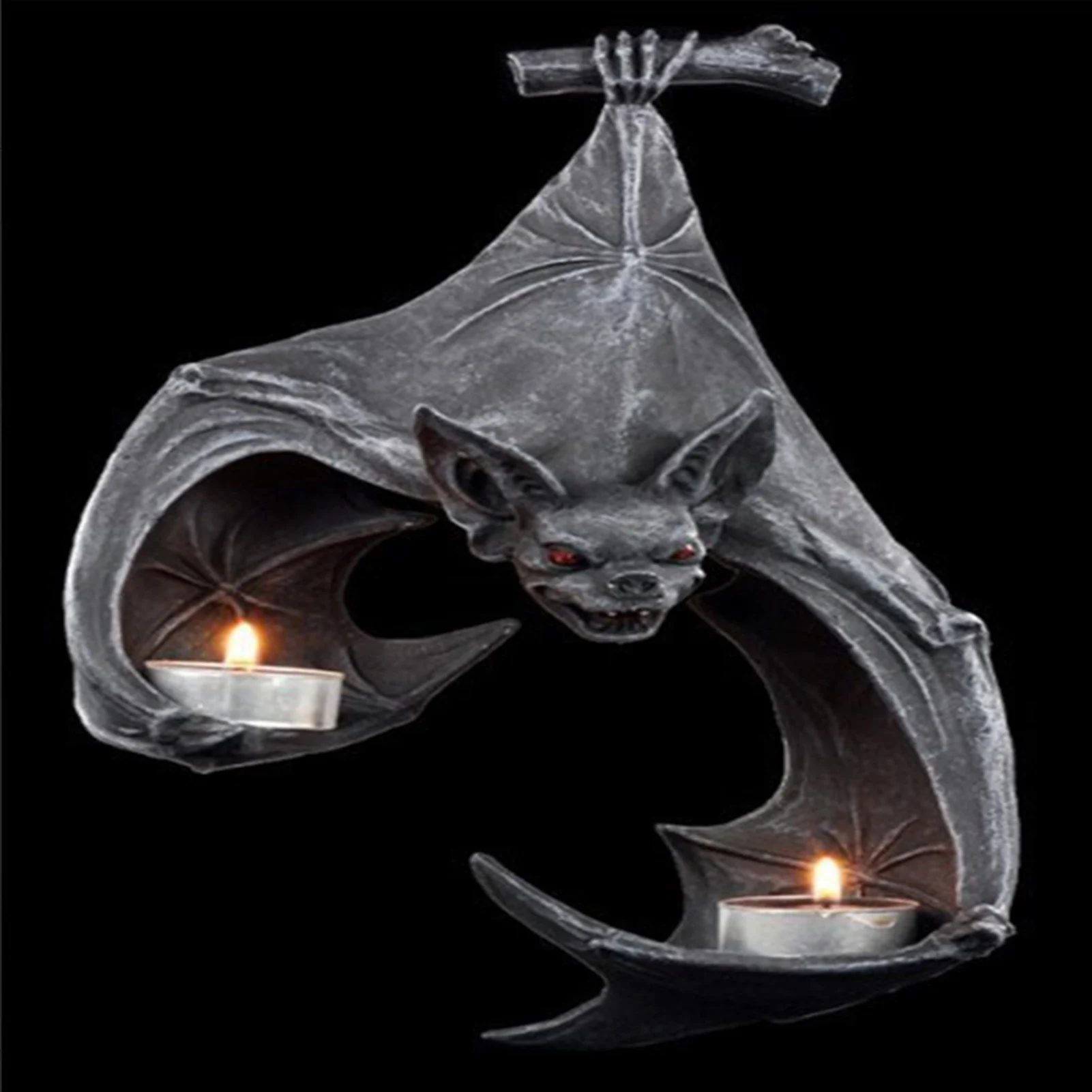 Bat Wall Tealight Holder Black Bat Resin Tea Lights Holders Medieval Resin Wall Sconce Sculpture Gothic Decorative Accessory For