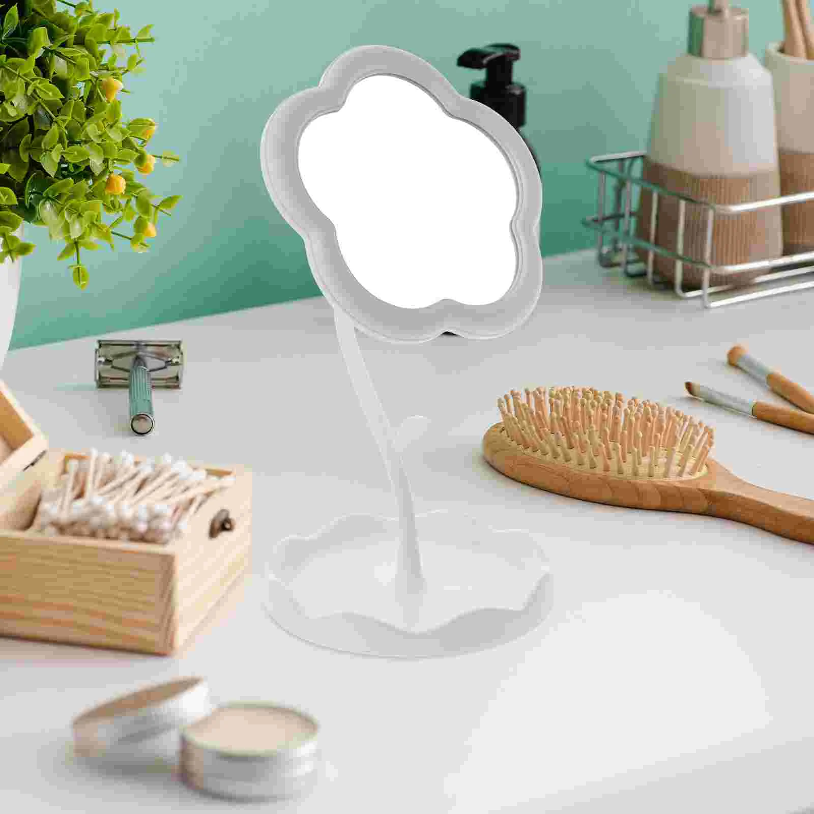 Sunflower Vanity Mirror Stool for Desk Desktop Small Makeup Glass Plastic Office Cubicle Girl Mirrors Table