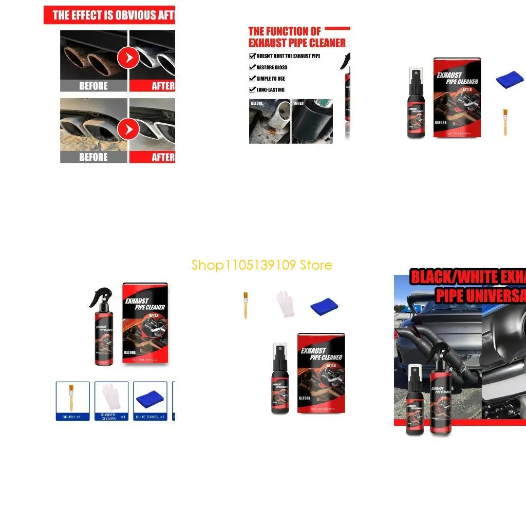 

P5ED Efficient Exhaust Pipe Cleaner with Protective Formula & Tool for Car Motorcycle