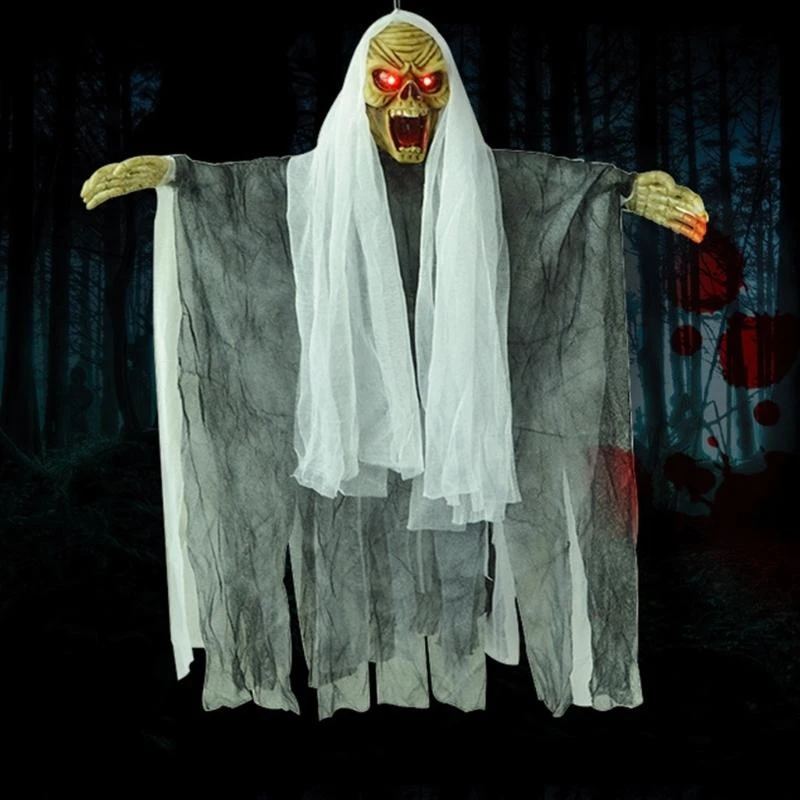 Q0KB Nổi Halloween Trang trí điều khiển giọng nói phát sáng phát ra Horror