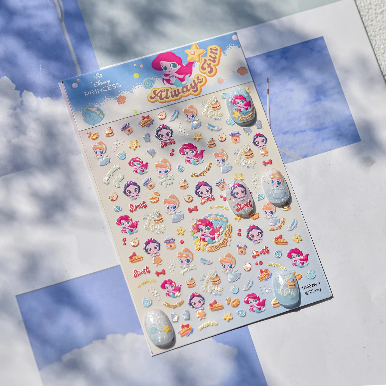 1 STKS 5D Zeemeermin Prinses Sneeuwwitje Animatie Reliëf Stickers Nail Art Accessoires Disney Cartoon Nail Art Decoratie Stickers