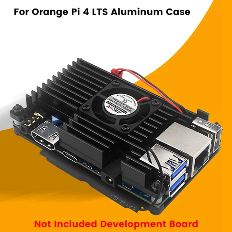 For Orange Pi 4 LTS Aluminum Case With Cooling Fan Development Board Protection Cooling Shell Passive Cooling Enclosure