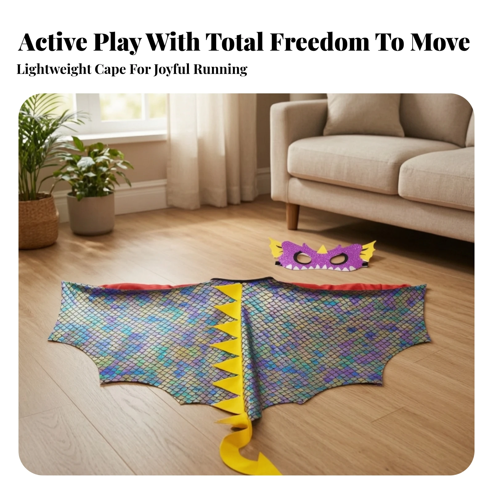Dragon Cape with Tail Winged Dragon Costume with Tail Costume Cape with Mask Soft Apparel Lightweight for Children, Halloween
