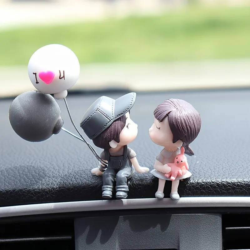 Cute Ornaments Couple Action Figurines Balloons For Car Dashboard Decoration image 6