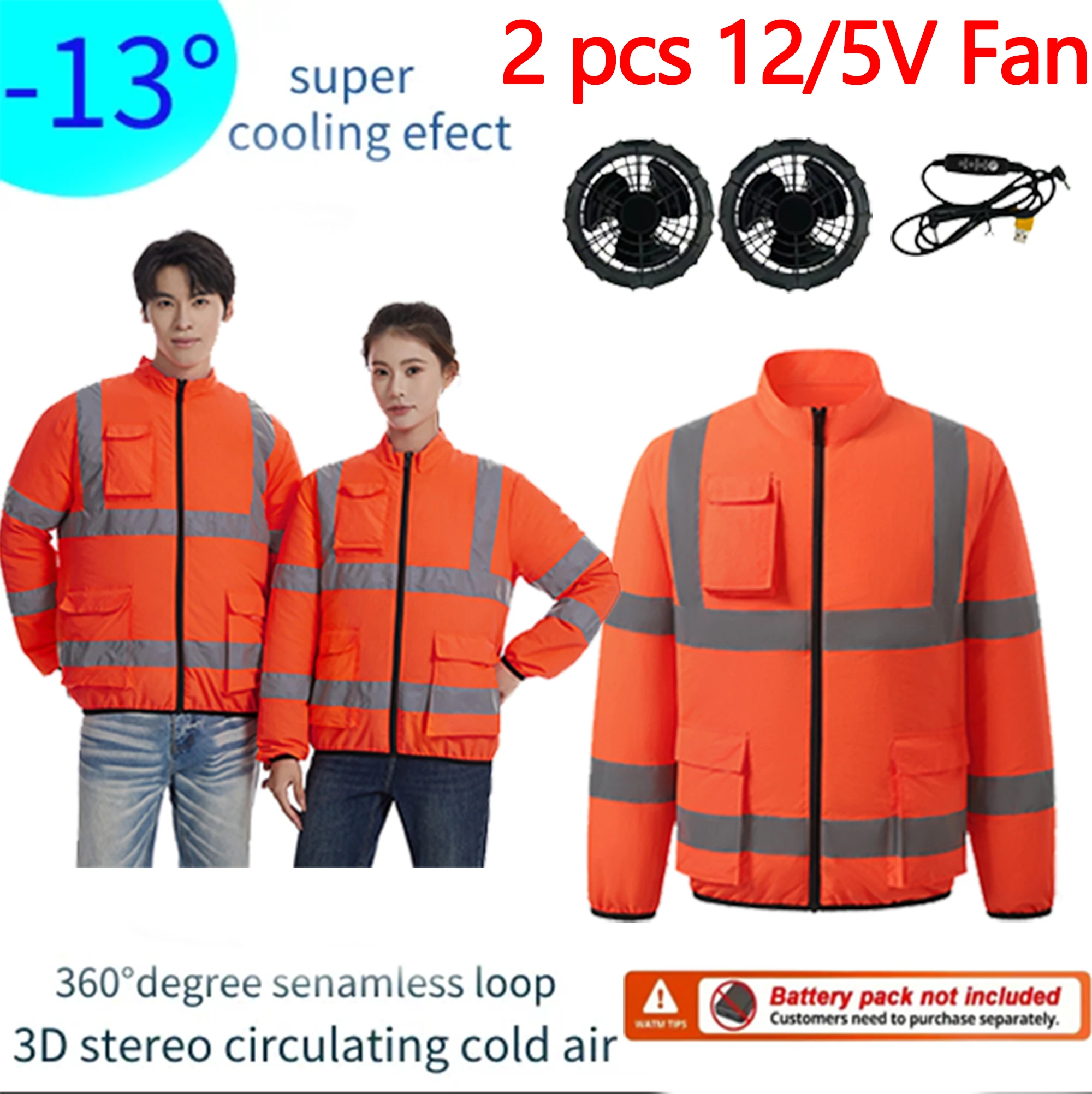 Men's Long Sleeve Fan Cooling Work Uniform Reflective Striped Air Conditioner Clothing For Outdoor Construction Work