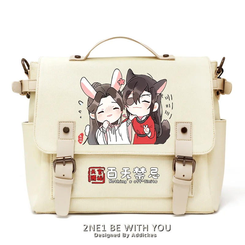 Chinese TV Series TGCF Tian Guan Ci Fu Xie Lian Hua Cheng Cute Cartoon Shoulder Bag Black White Satchel canvas bag