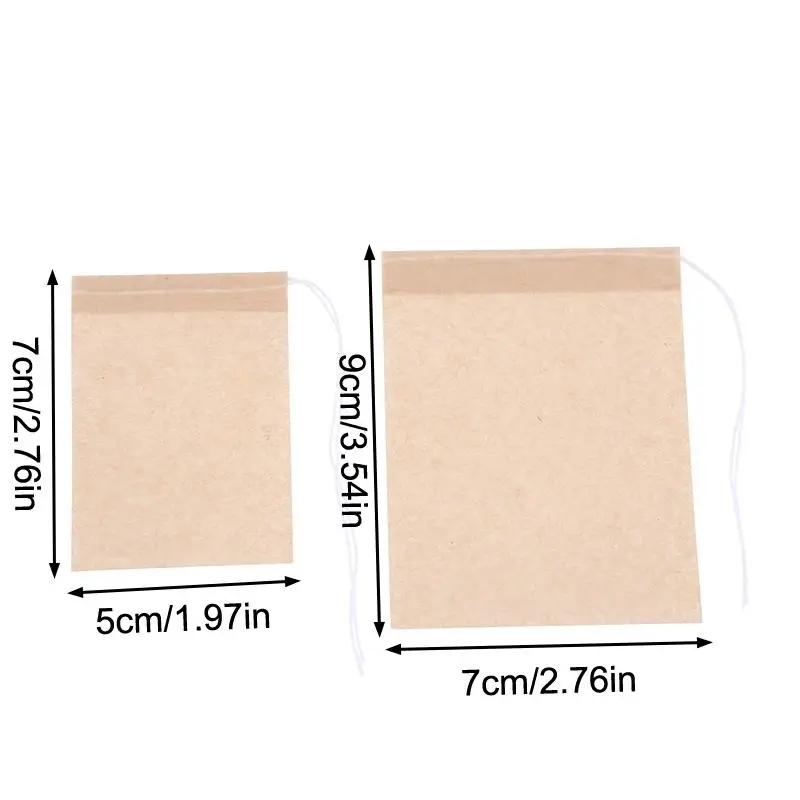 For Spice Coffee HerbNatural Filter Paper Tea Bag Empty Drawstring 100Pcs/Set Wood Pulp Teabags Household Paper Infuser Sachets