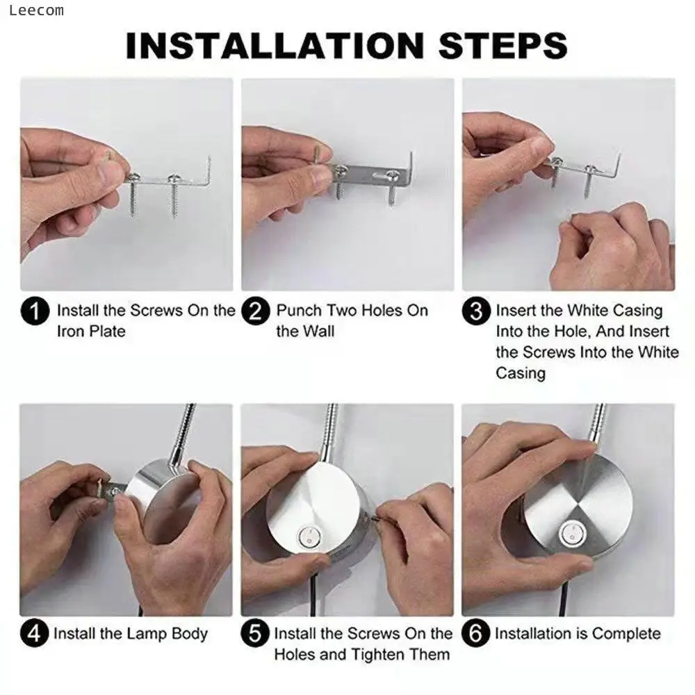 3wled Wall light Wholesale Reading Light For Books In Bed, Bedside Reading Light Minimalist Led Bed Reading Lamp free ship