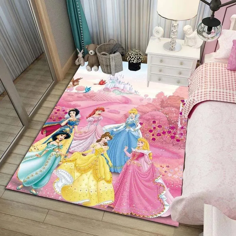 MINISO Disney Cartoon Princess Bedroom Bedside Carpet Non Slip Soft Hallway Floor Mat Sofa Coffee Table Area Rugs for Home Decor