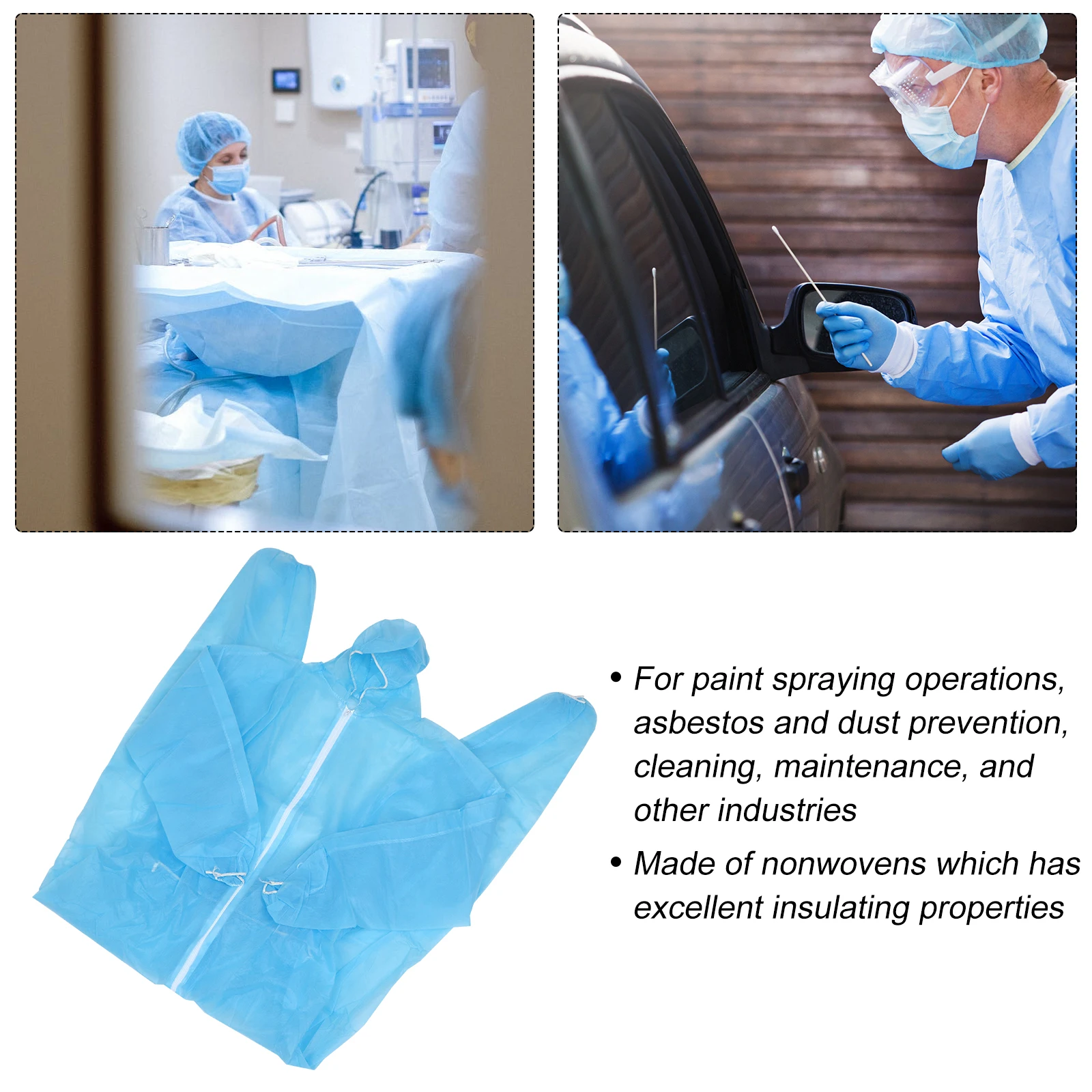 

Protective Work Clothes Disposable One-piece Isolated Clothing Suit Non-woven Fabric Lightweight Comfortable Waterproof Clean