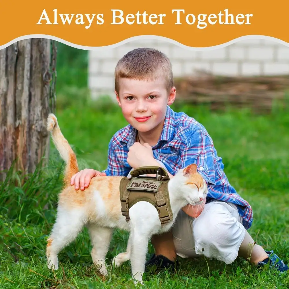 Tactical Cat Harness with Patches Puppy K9 Vest Soft Mesh Adjustable Pet Vest with Handle Harness for Small Dog Working Training