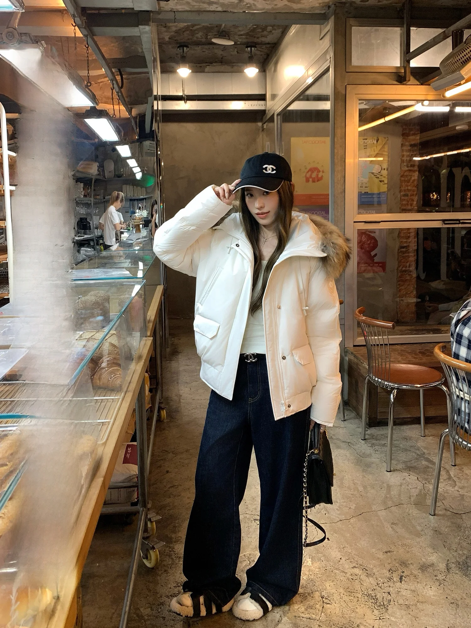 

Hhi Snow Domain Series Thiened White Du down Parka Women's Winter Coat Fur Collar Warm Casual Sle Zipper Closure Long...