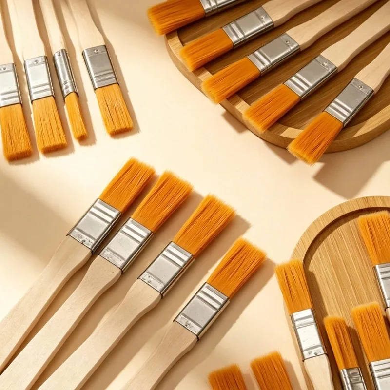 Mini Paint Brushes Oil Watercolor Brush Multi-purpose Wooden Handle Cleaning Brushes for Art Paintings Wall Furniture DIY Craft