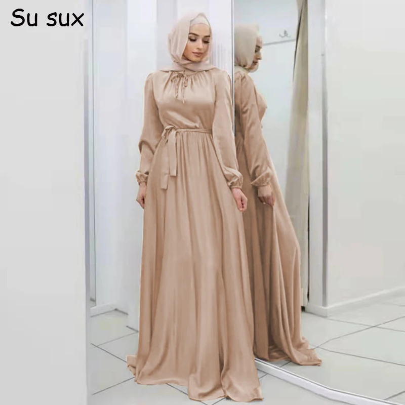 

Hijab Satin Ramadan Muslim Dress Abaya Duabi Turkey Arabic African Maxi Dresses For Women Islam Robe Femme Musulmane 2023