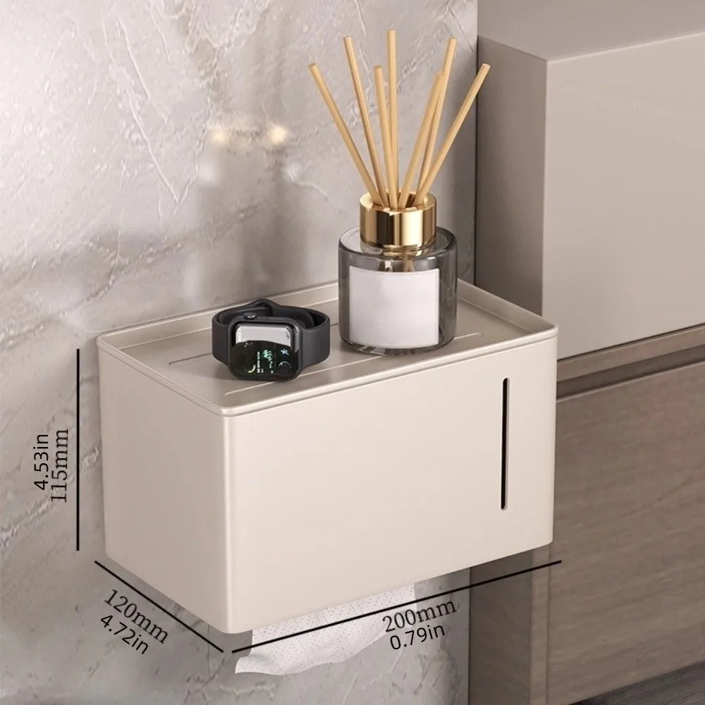 Wall-Mounted Toilet Paper Holder Non Perforated Metal Bathroom Tissue Rack High Quality Waterproof Tissue Storage Case Hotel view 6