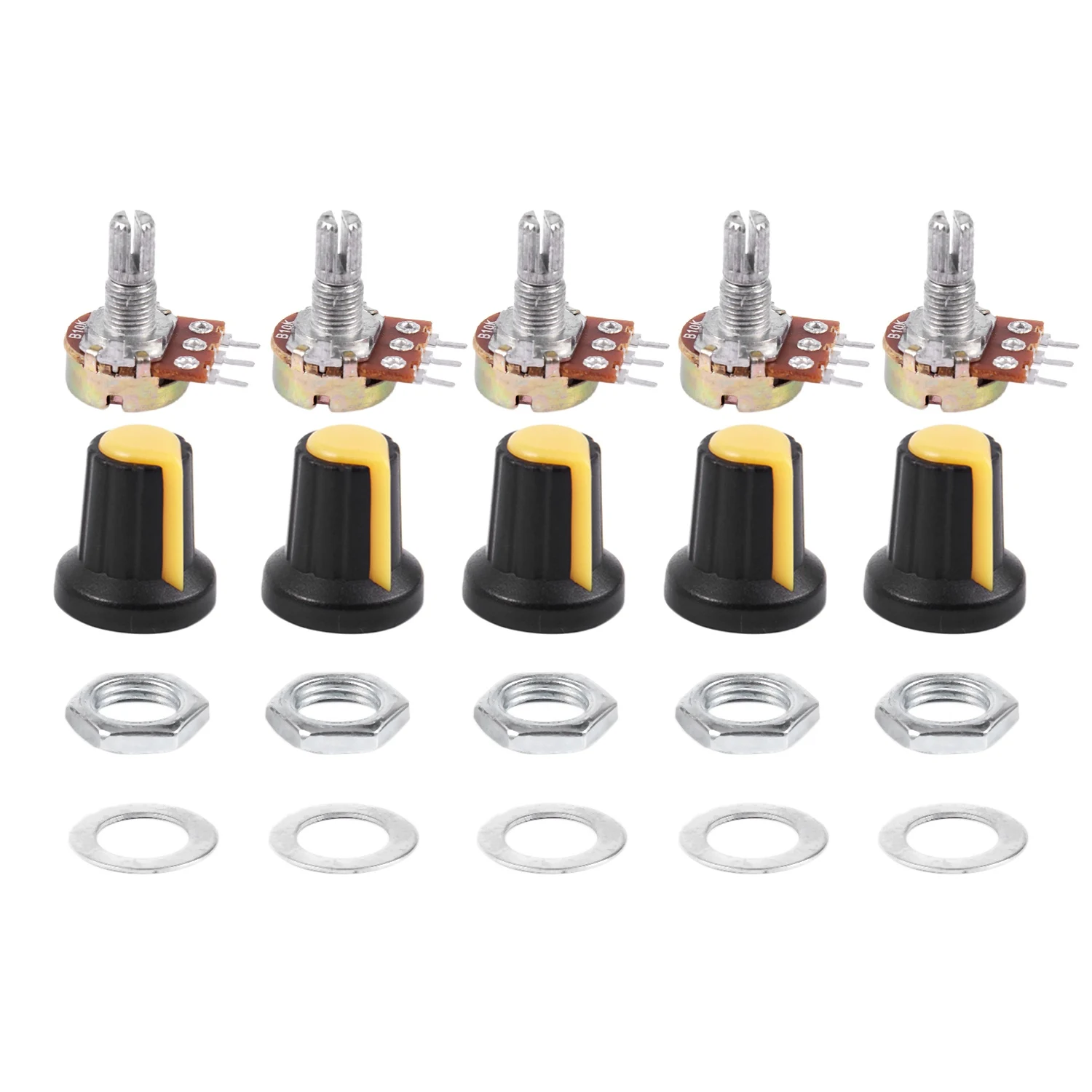 5Pcs 10K OHM 3 Terminal Linear Taper Rotary Audio B Type Potentiometer-N35R