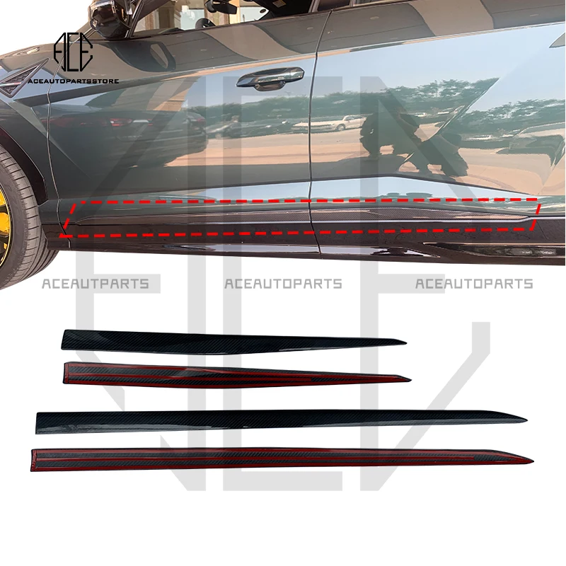 Car Style Real Dry Carbon Fiber Exterior Door Panel Strip Body Kit Anti-scratch Decoration Trim For Lamborghini Urus 2018-2021