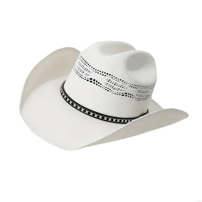 49MC Stylish White Panama Hat Men and Women Hat Casual Outdoor Wear Trendy Hat