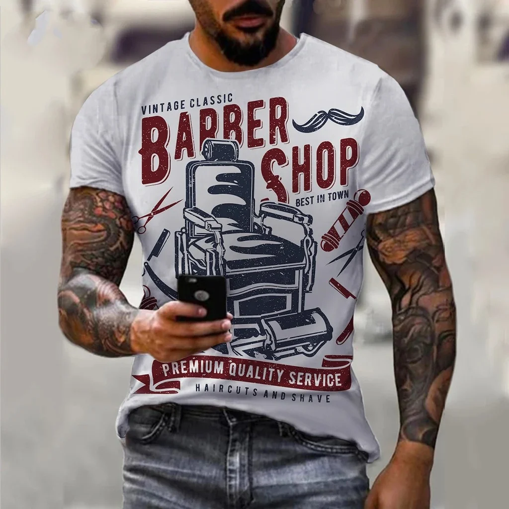 Funny Barber T Shirt For Mens Fashion Short Sleeve Uniform Tops Hip Hop Trend Harajuku Pullover Casual O-neck Oversized T-shirts