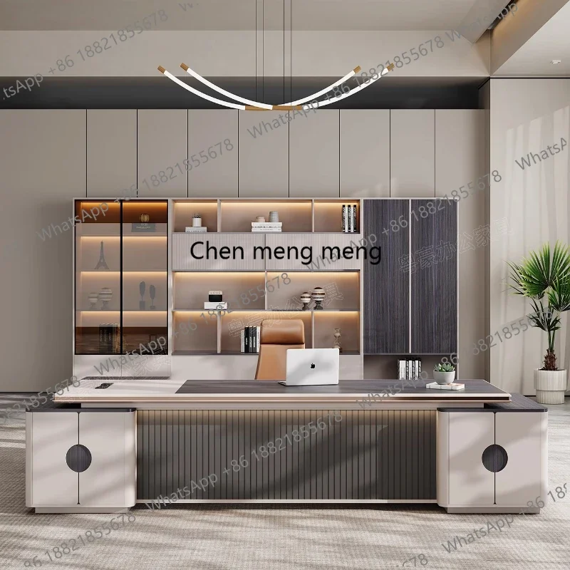 

E136 Boss Office Desk Chair Combination Filing Cabinet Computer L Shaped Executive Work Table Home L Shaped Gaming Workshop Fur