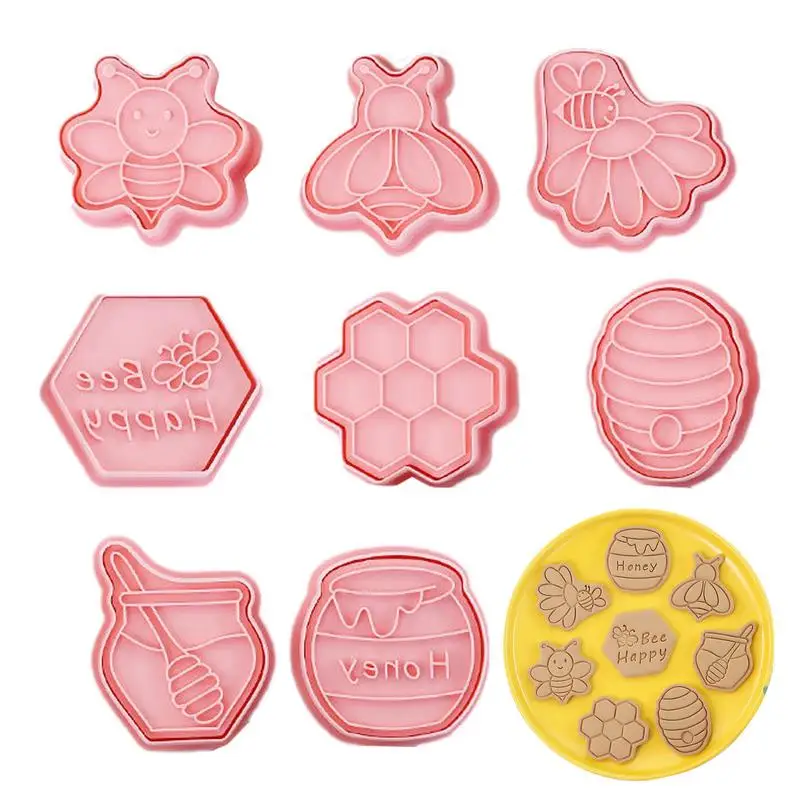 Bee Cookie Cutter Set 8pcs Bee Design Biscuit Molds Bee Festival Theme Fun Cookie Mold For Cake Fillings Fondant Chocolate Cake