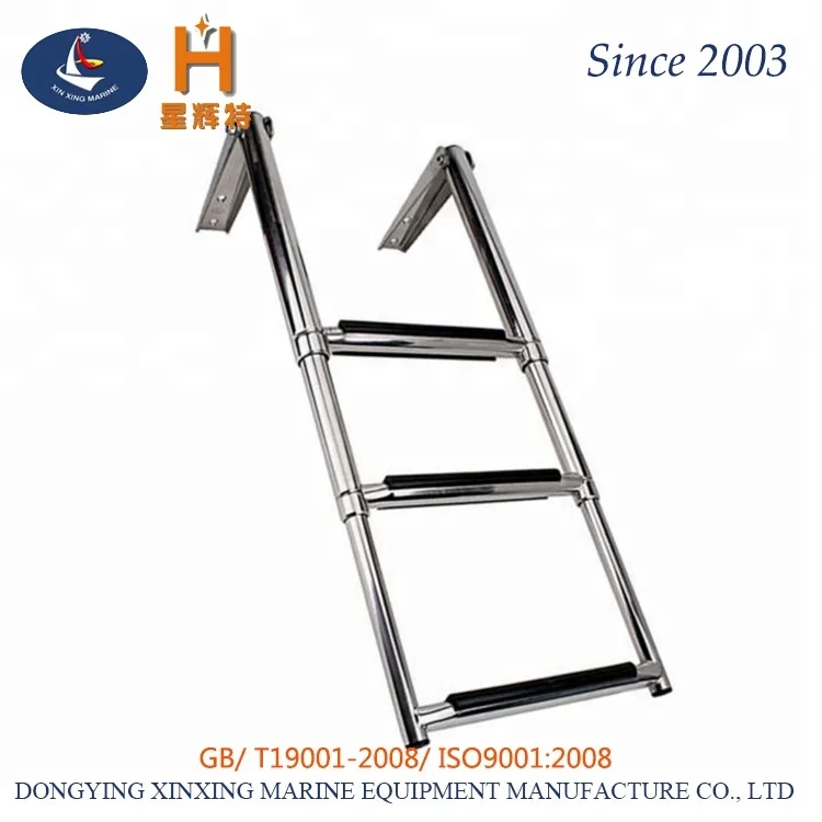 Marine Stainless Steel 3 -Step Under Platform Telescopic Boat Boarding Ladder