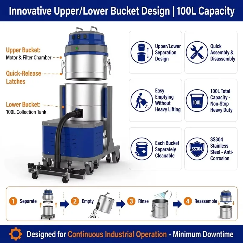 5410B Professional High Pressure Vacuum Cleaner 100L Dust Particle Cleaning Industrial Wet and Dry Floor Vacuum Cleaners