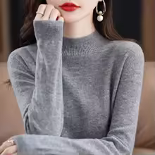 Cozy Long Sleeve Crop Top Solid Half Mock Neck Soft Knitwear - Dark Gray