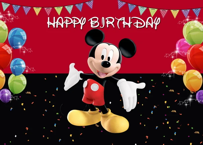 Disney Cartoon Mickey Mouse Kids Happy Birthday Backgrounds Decors Vinyl Cloth Party Backdrops Baby Shower Banner Decoration