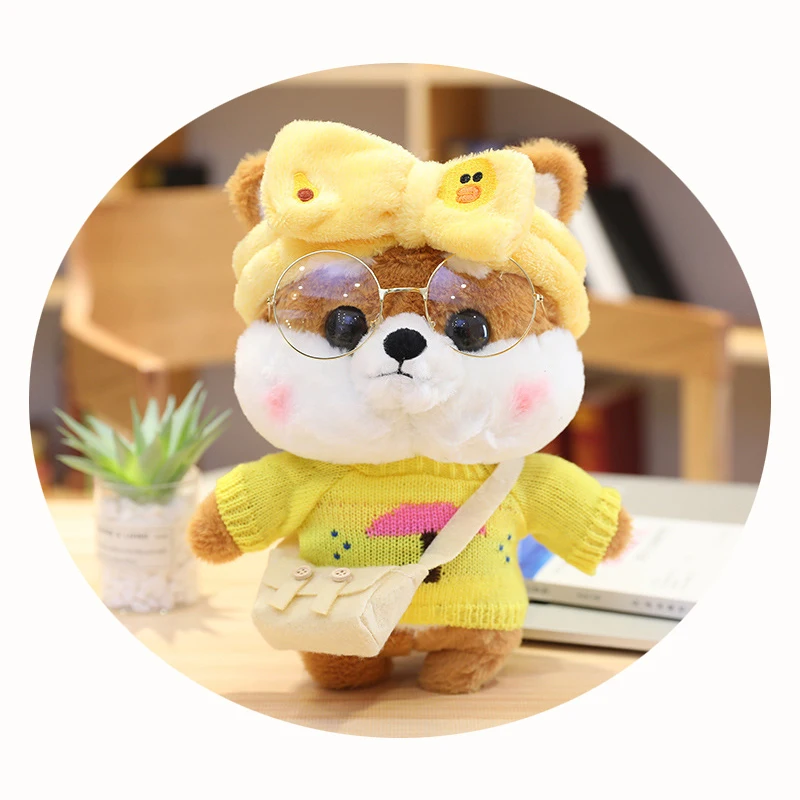 Kawaii Cartoon LaLafanfan 30cm Shiba Inu Dog Cosplay Plush Toy Stuffed Soft KawaiiAnimal Pillow Birthday Gift for Kids Children