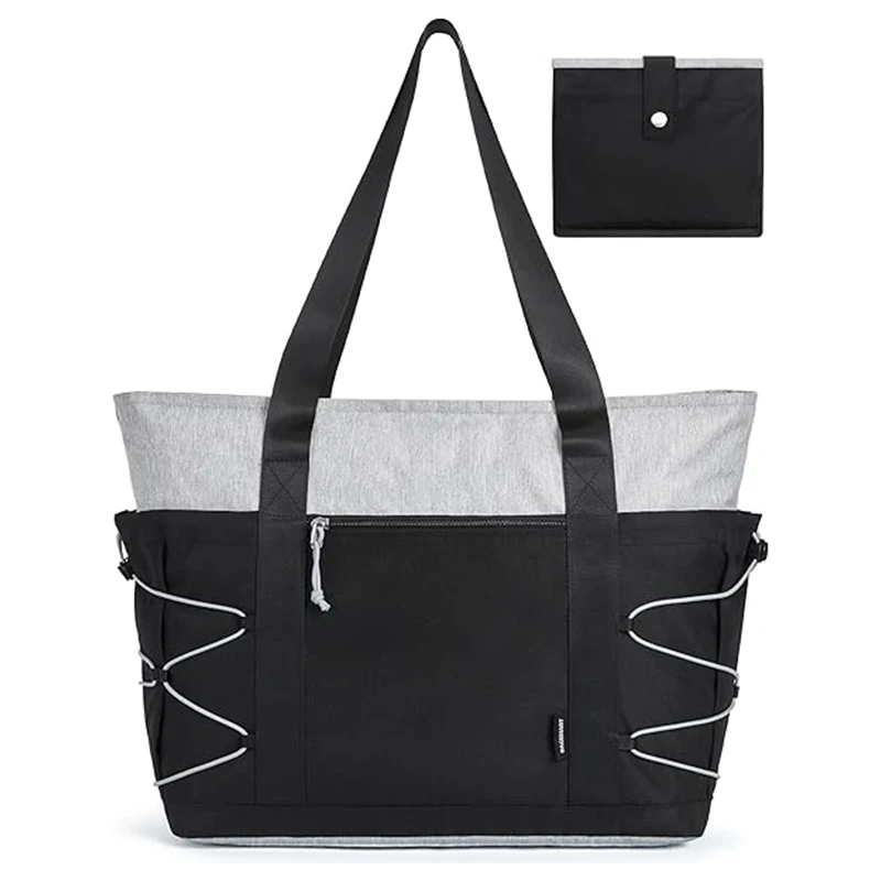 PLDFJ001 Travel Tote Bag for Women, Foldable Beach Bag With Zipper