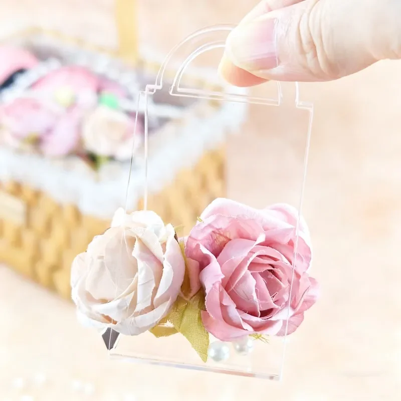 18 Pcs Birthday Party Transparent Wedding Hand Box Acrylic Luxury Triangle Present Box Valentine's Day Gift Boxes Sugar Basket