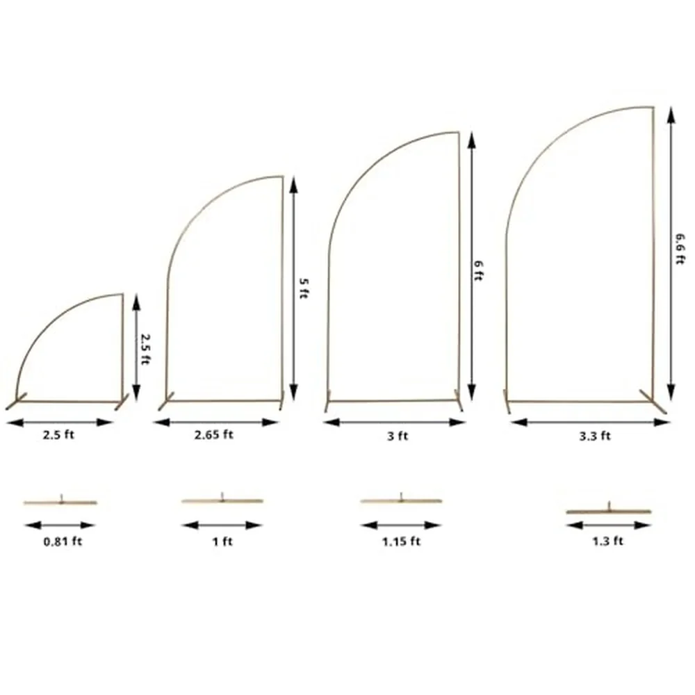 Balsa Circle 4 Gold Metal Floral Display Frame Half Moon Backdrop Stand Wedding Arch Set Party Events Reception