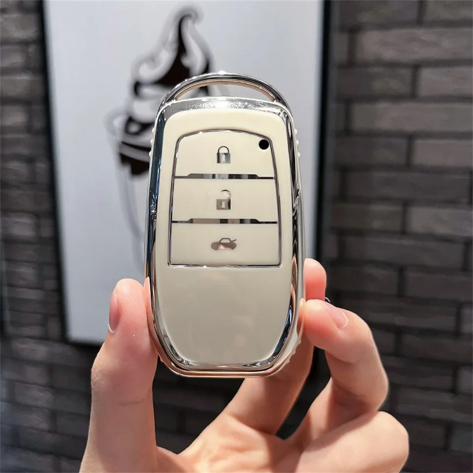Nueva funda para llave de coche de alta calidad, cubierta completa para Toyota Crown Highlander, nuevo Camry RAV4 Carola Leling Prado 2020, accesorios