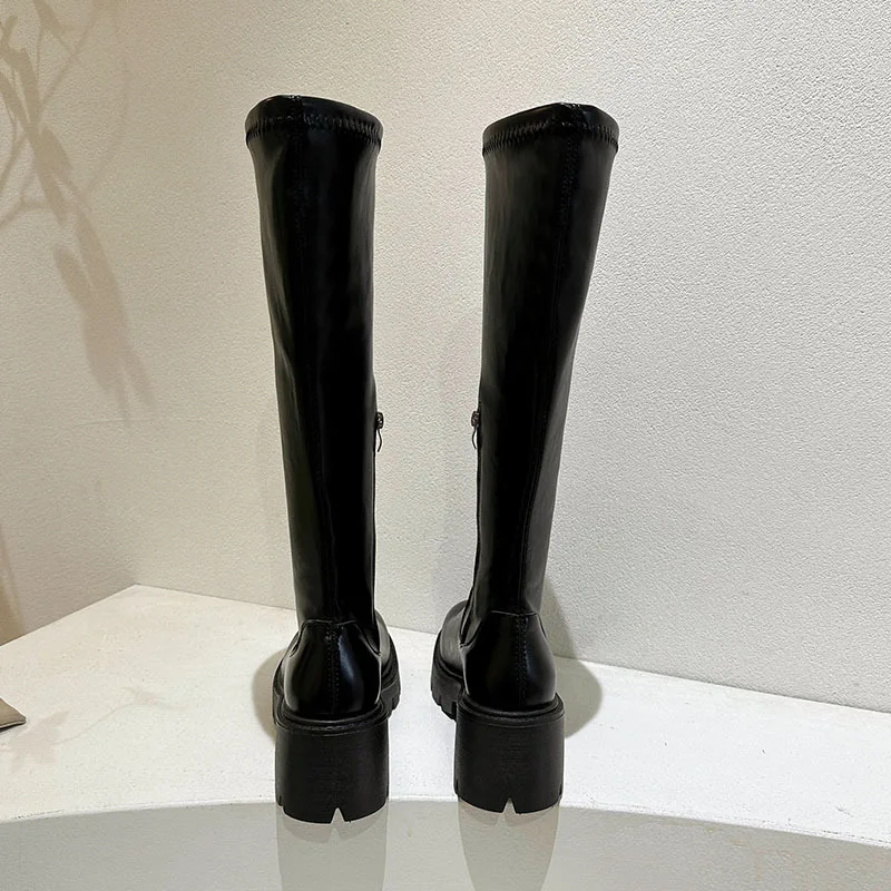 Over The Knee Boots For Women 2025 Winter Med Heels Long Shoes Woman With Plush Thick Bottom Slim Legs High Tube Stretch Boots view 4