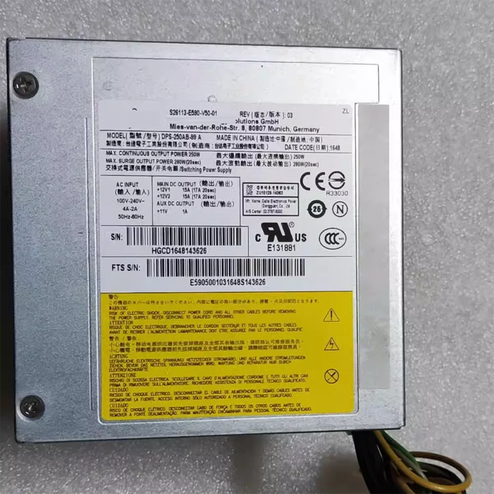 For Fujitsu S26113-E590-V50-01 DPS-250AB-99A 250W power supply