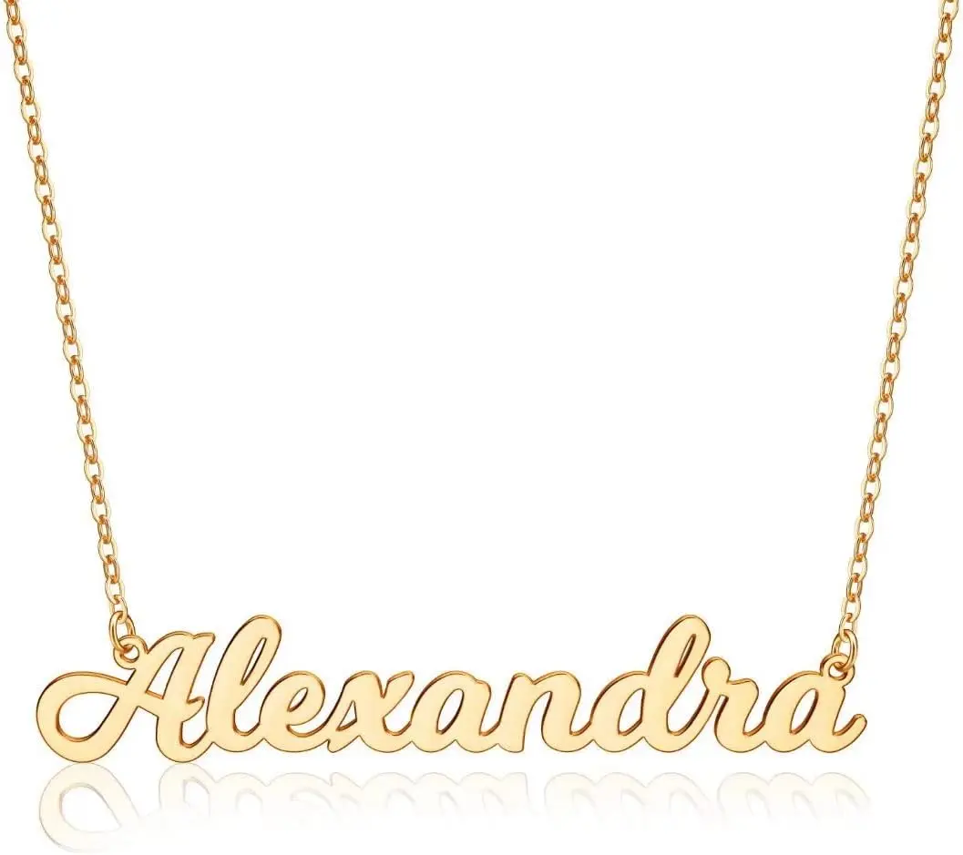 

Персонализированное именное ожерелье Ursteel, позолоченное 14-каратным золотом, изящное именное колье-жетон, ювелирное украшение с именем на заказ