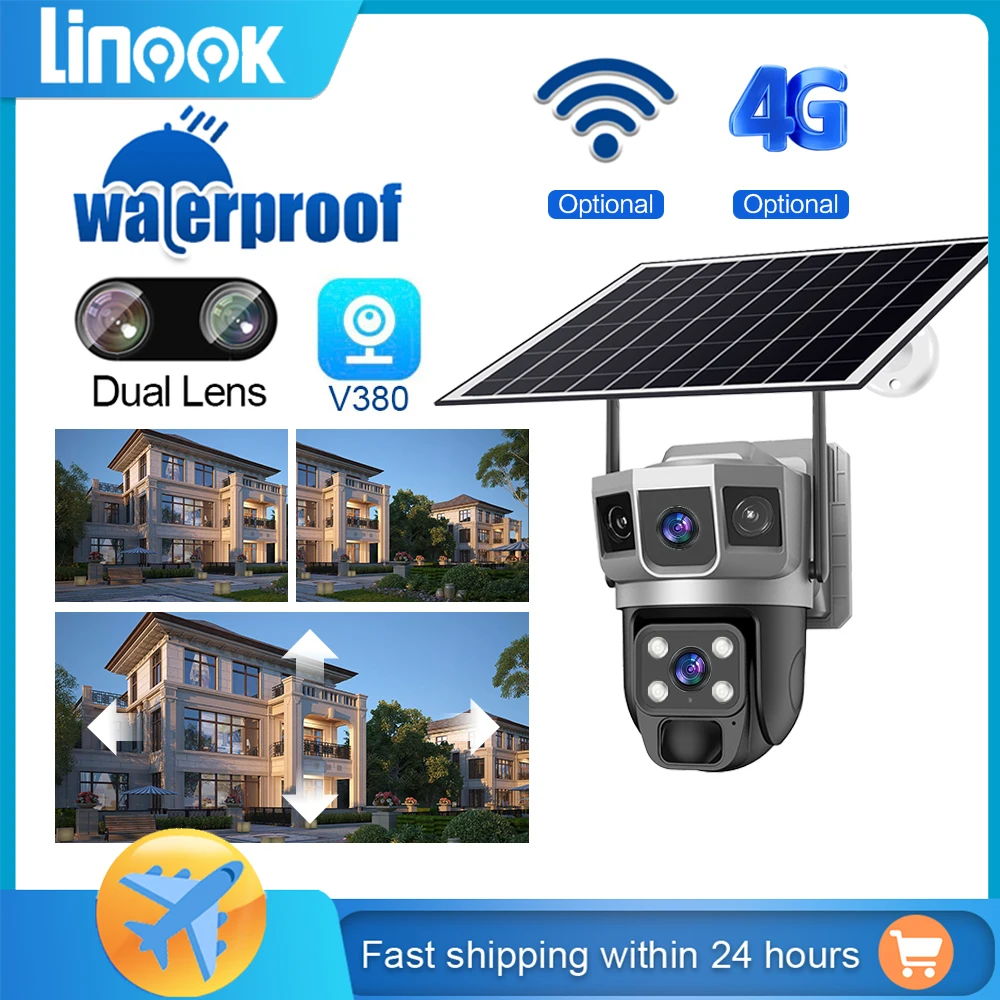 linook camera ip de seguranca externa camera 4g sim tv de circuito fechado solar wifi sem fio lente dupla 10x v380 01