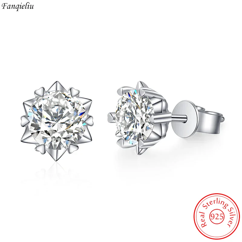 

Fanqieliu Real 925 Sterling Silver New High-quality Fashion Crystal Jewelry Stud Earrings For Woman FQL23731