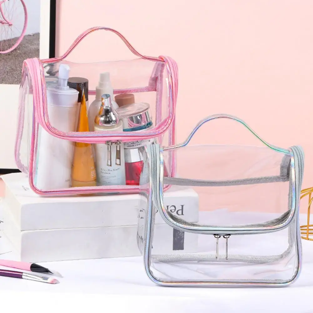 Pvc Cosmetic Bag Ins Style Pvc Transparent Cosmetic Bag Durable Waterproof Makeup Storage for Travel Female Simple Washing Bag