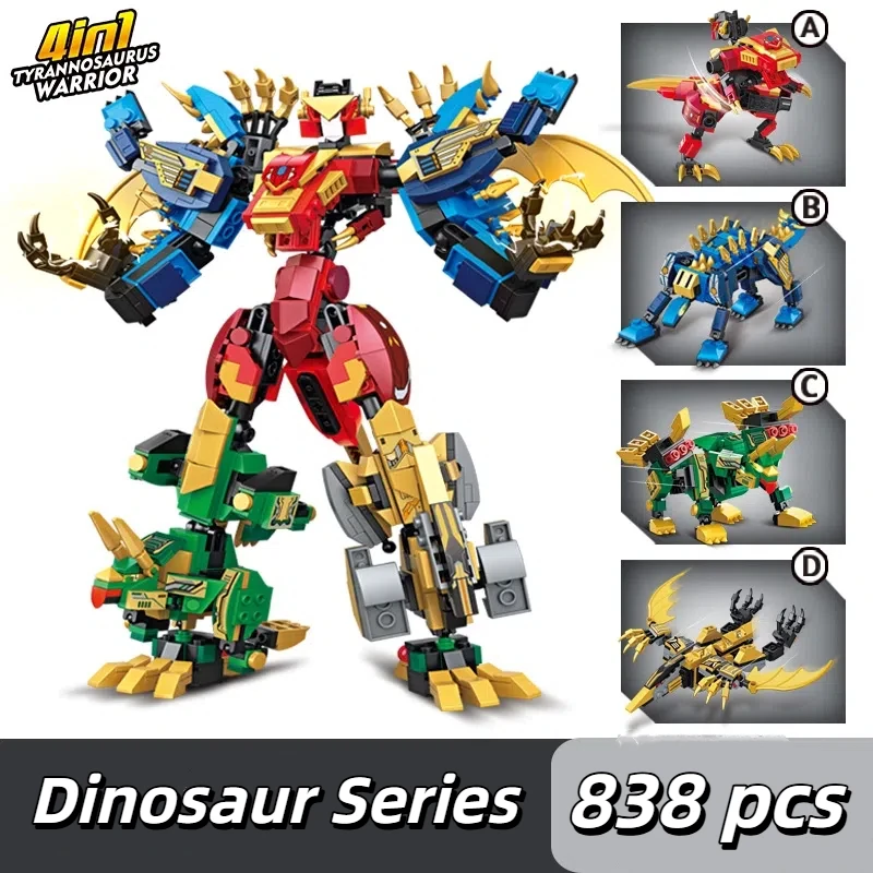 

838 шт. Mecha Star Knight робот строительные блоки MOC технические 4 в 1 серия динозавров кирпичи сборка DIY игрушки дети подарок для подростков