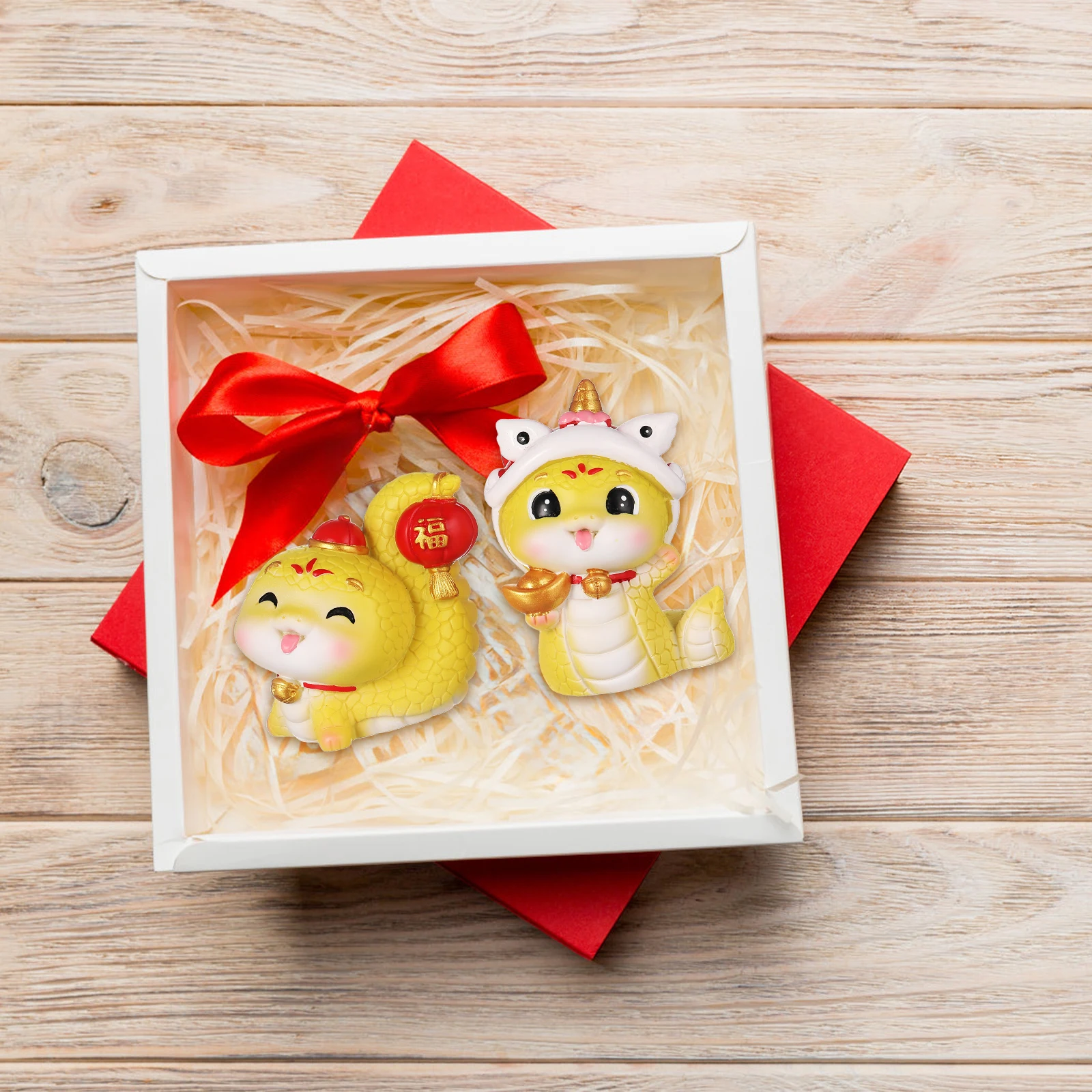 

2 pcs Chinese New Year Decorations 2025 Year Of The Snake Mascot Snake Figurines Home Desktop Decor Shelf Decors Party Supplies