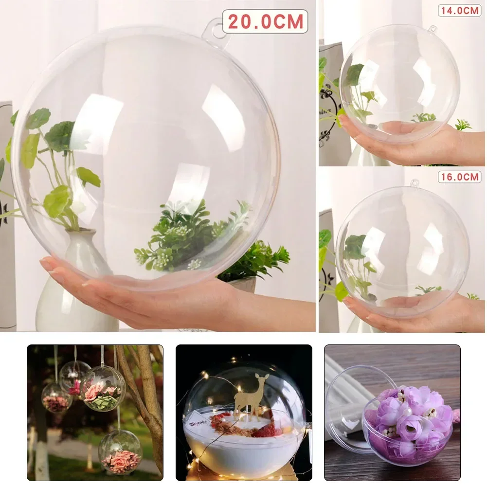 1PC Clear Plastic Acrylic Christmas Tree Ball Baubles Craft Decoration 14/16/20cm Home Furnishing Casement Display