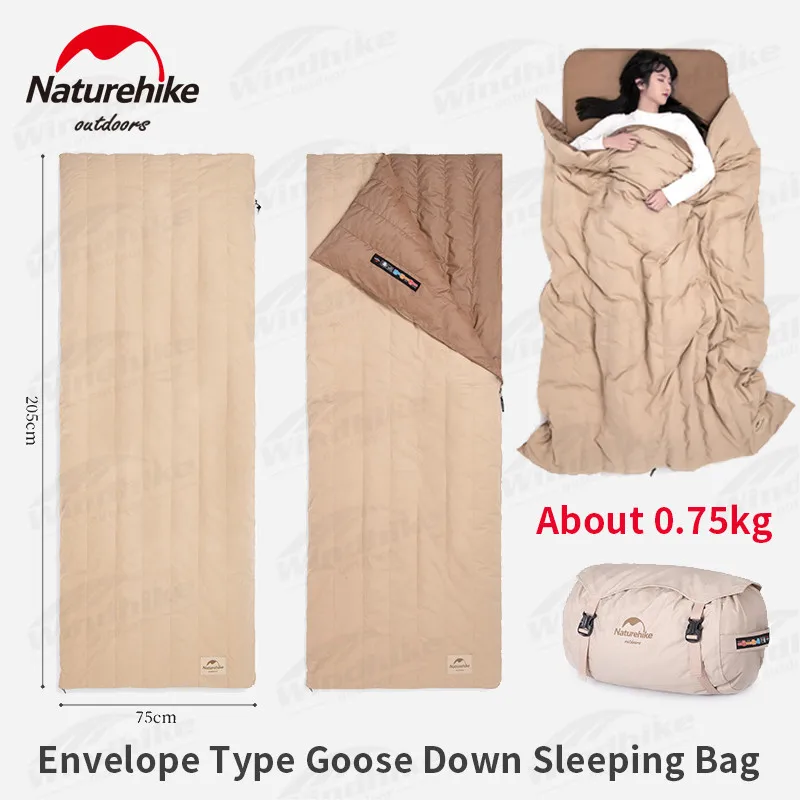 Naturehike Camping Ultralight Goose Down Sleeping Bag 460g Filling 750FP Keep Warm Soft Outdoor Travel Portable Down Quilt